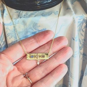 Bejeweled bar necklace